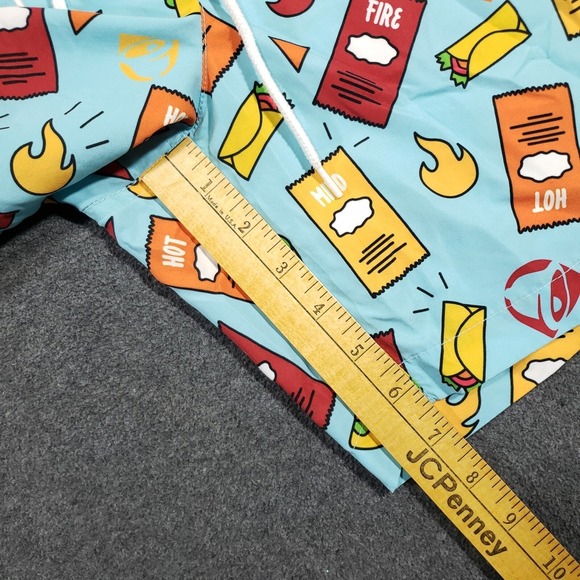 Taco Bell Hot Sauce Collection Swim Trunk Mens Small Blue Hot Fire Mild Novelty - Picture 4 of 6
